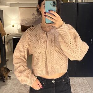 topshop crop pink cardigan